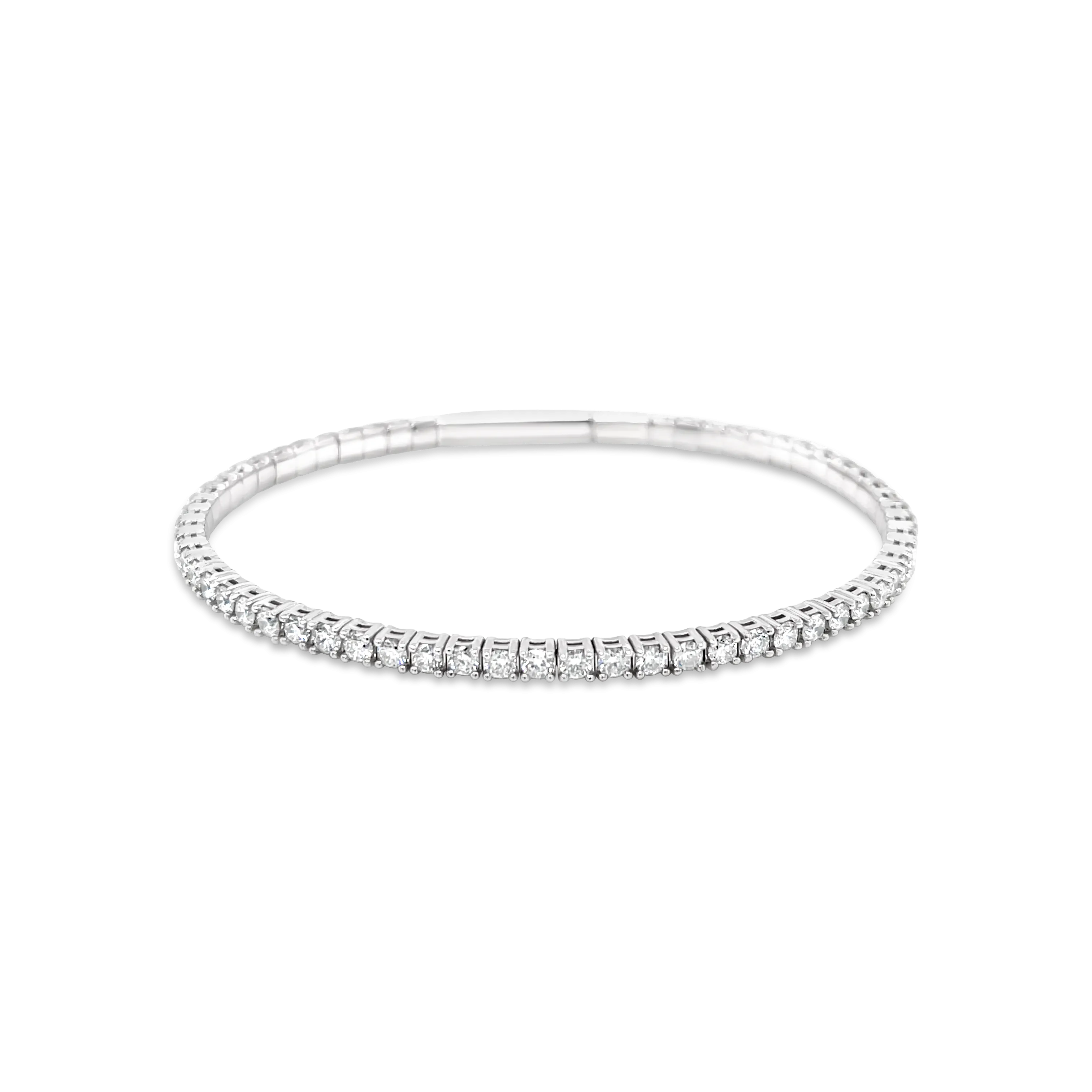 14K White Gold Flexible Diamond Bangle (2.85tw)