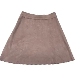 Altar’d State Beige Suede A-Line Scallop Hem Skirt