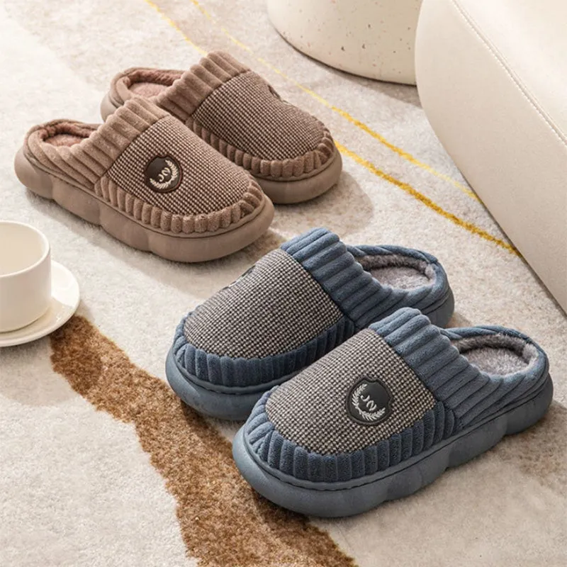 Amy – Plush Slippers with Color Block for Winter