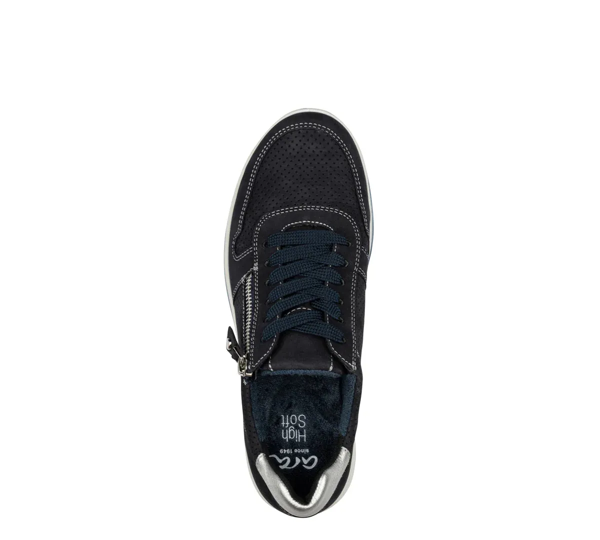ARA OPAL NAVY/SILVER NUBUCK METALLIC SNEAKER