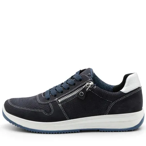 ARA OPAL NAVY/SILVER NUBUCK METALLIC SNEAKER