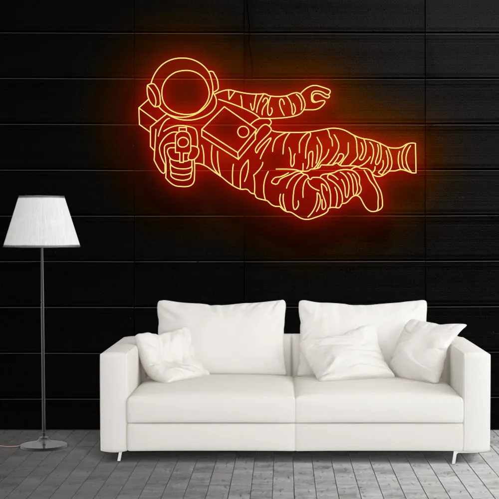 Astronaut Gun Neon Sign Light