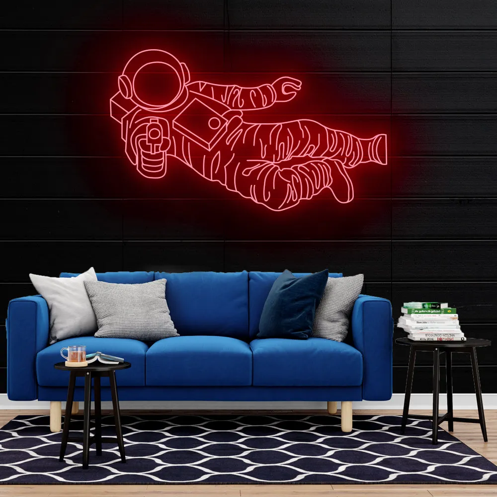 Astronaut Gun Neon Sign Light