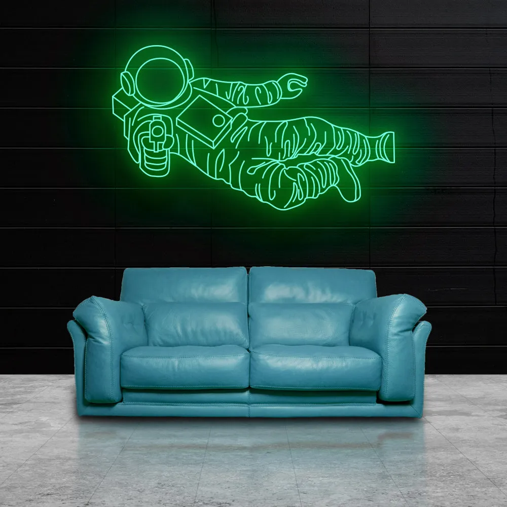 Astronaut Gun Neon Sign Light