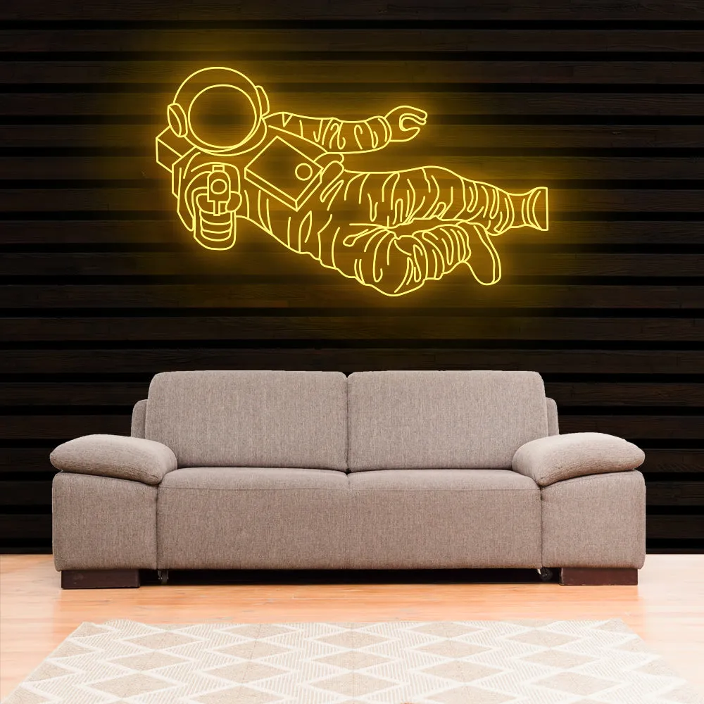 Astronaut Gun Neon Sign Light
