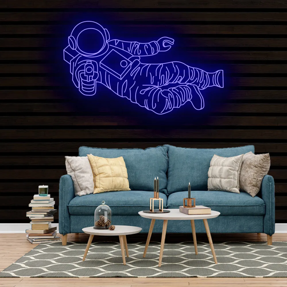 Astronaut Gun Neon Sign Light