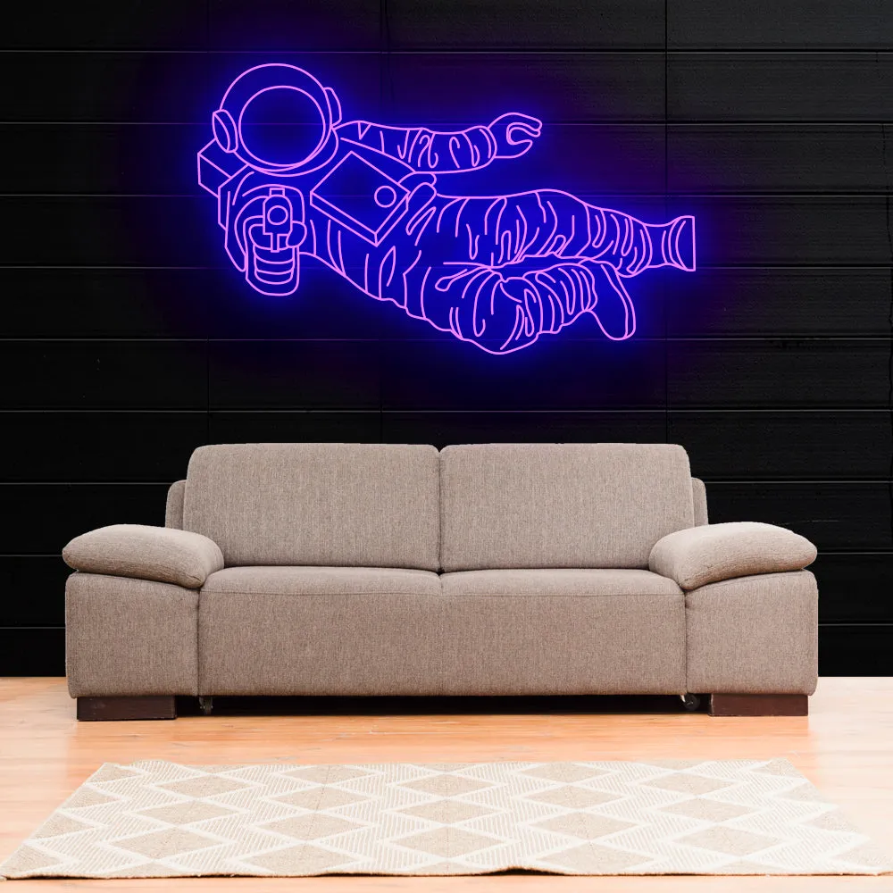 Astronaut Gun Neon Sign Light