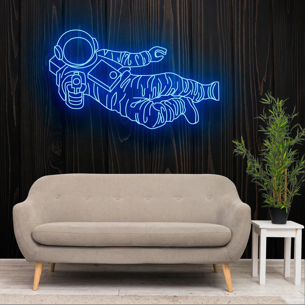 Astronaut Gun Neon Sign Light