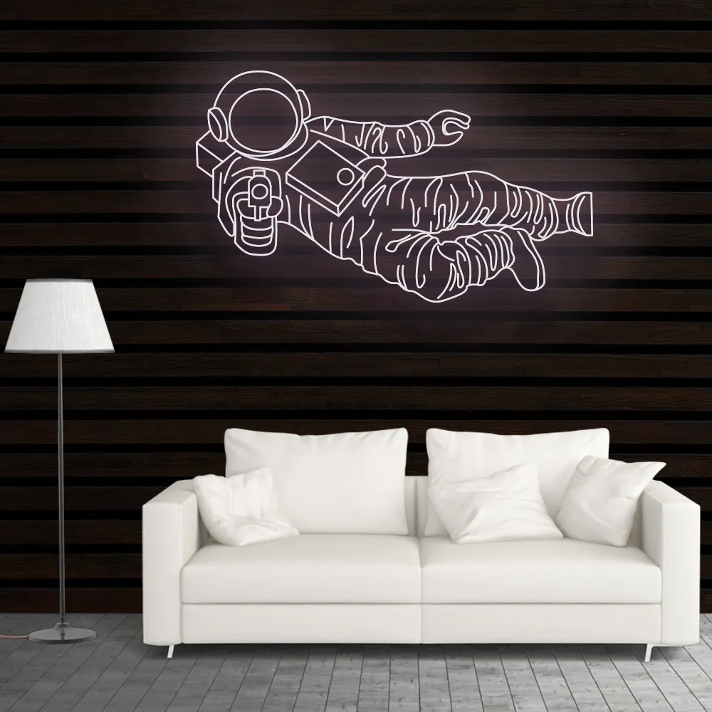 Astronaut Gun Neon Sign Light