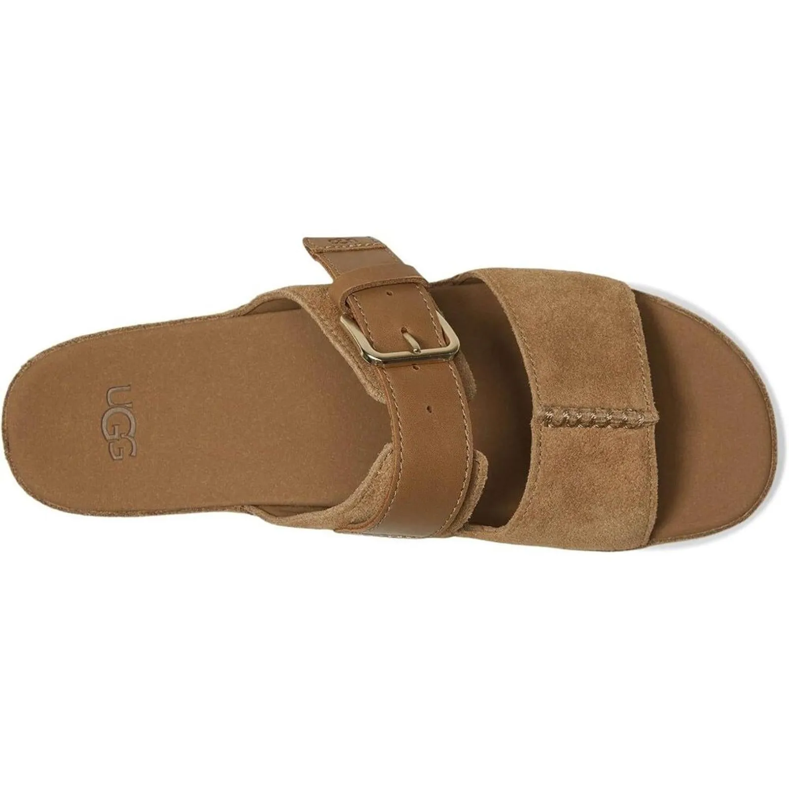 Aubrey Chestnut Leather Platform Slide Sandals
