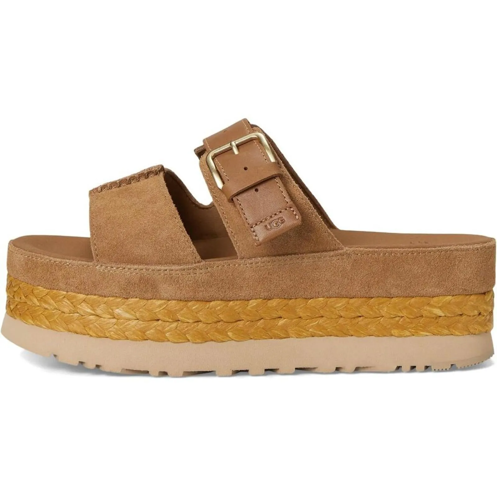 Aubrey Chestnut Leather Platform Slide Sandals
