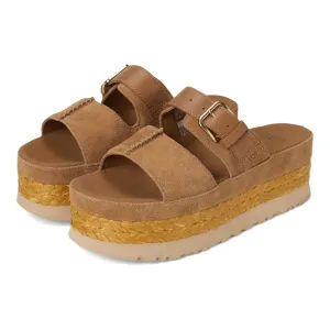 Aubrey Chestnut Leather Platform Slide Sandals