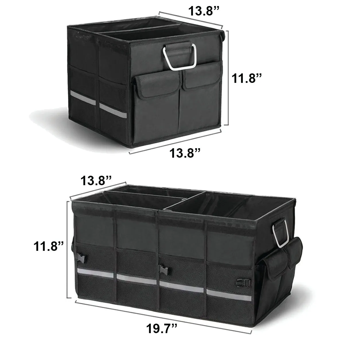 Big Trunk Organizer, Custom-Fit For Car, Cargo Organizer SUV Trunk Storage Waterproof Collapsible Durable Multi Compartments WaMY253