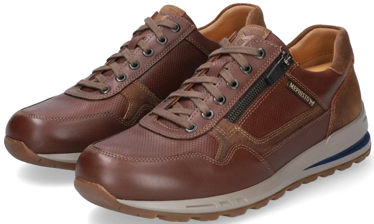 'Bradley' men's lace-zip sneaker - chetnut brown