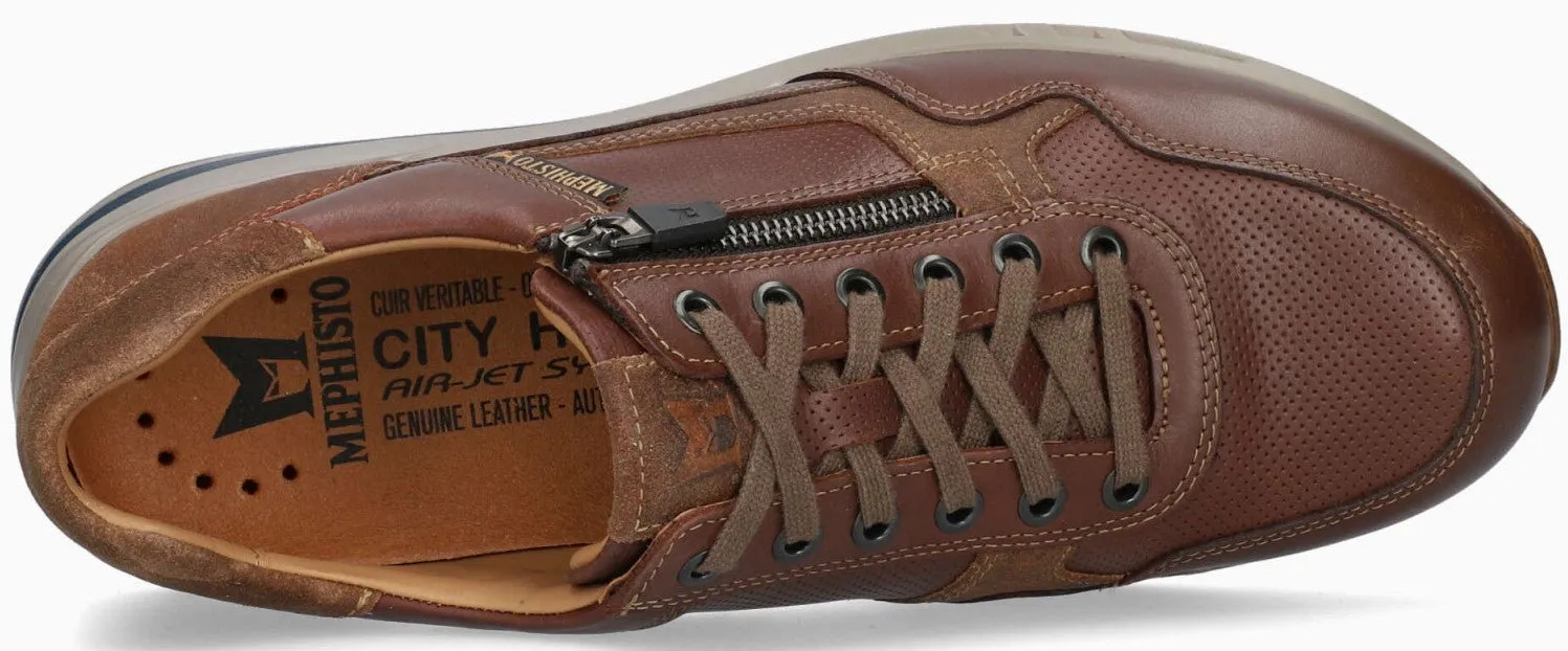 'Bradley' men's lace-zip sneaker - chetnut brown
