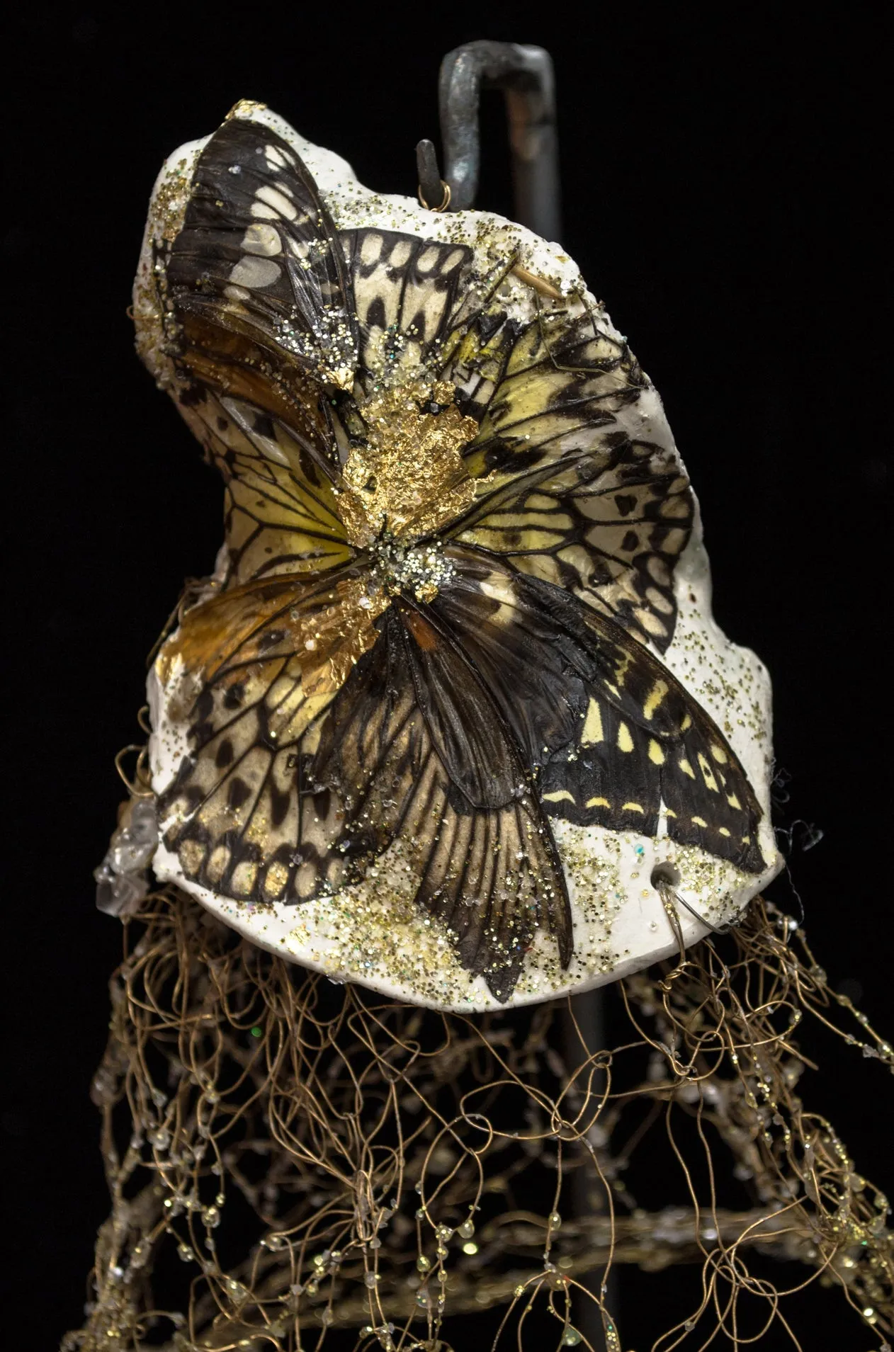 Butterfly Wing Gold Wire Dress Sculpture ~ Ala Stellans (Starry Wing)