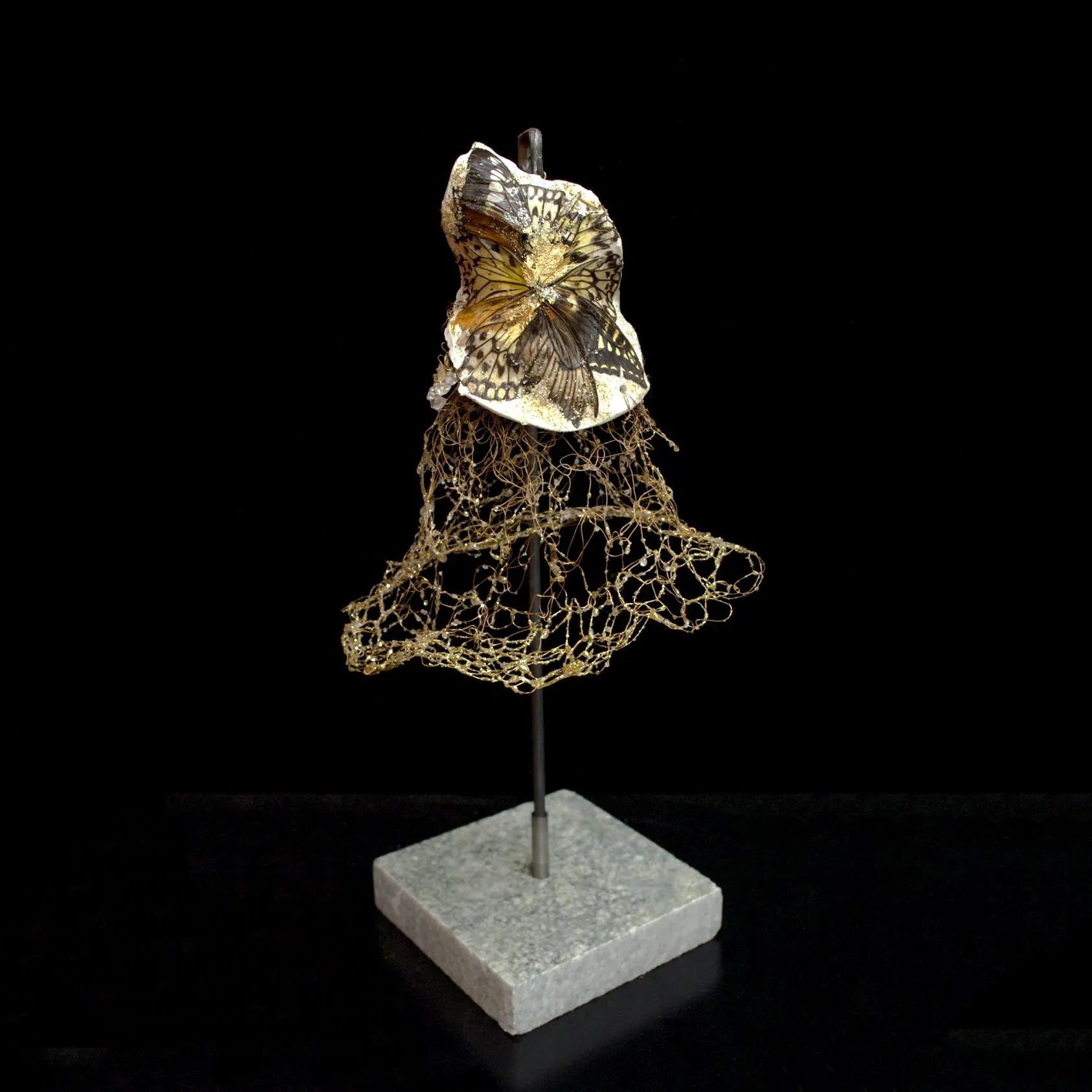 Butterfly Wing Gold Wire Dress Sculpture ~ Ala Stellans (Starry Wing)