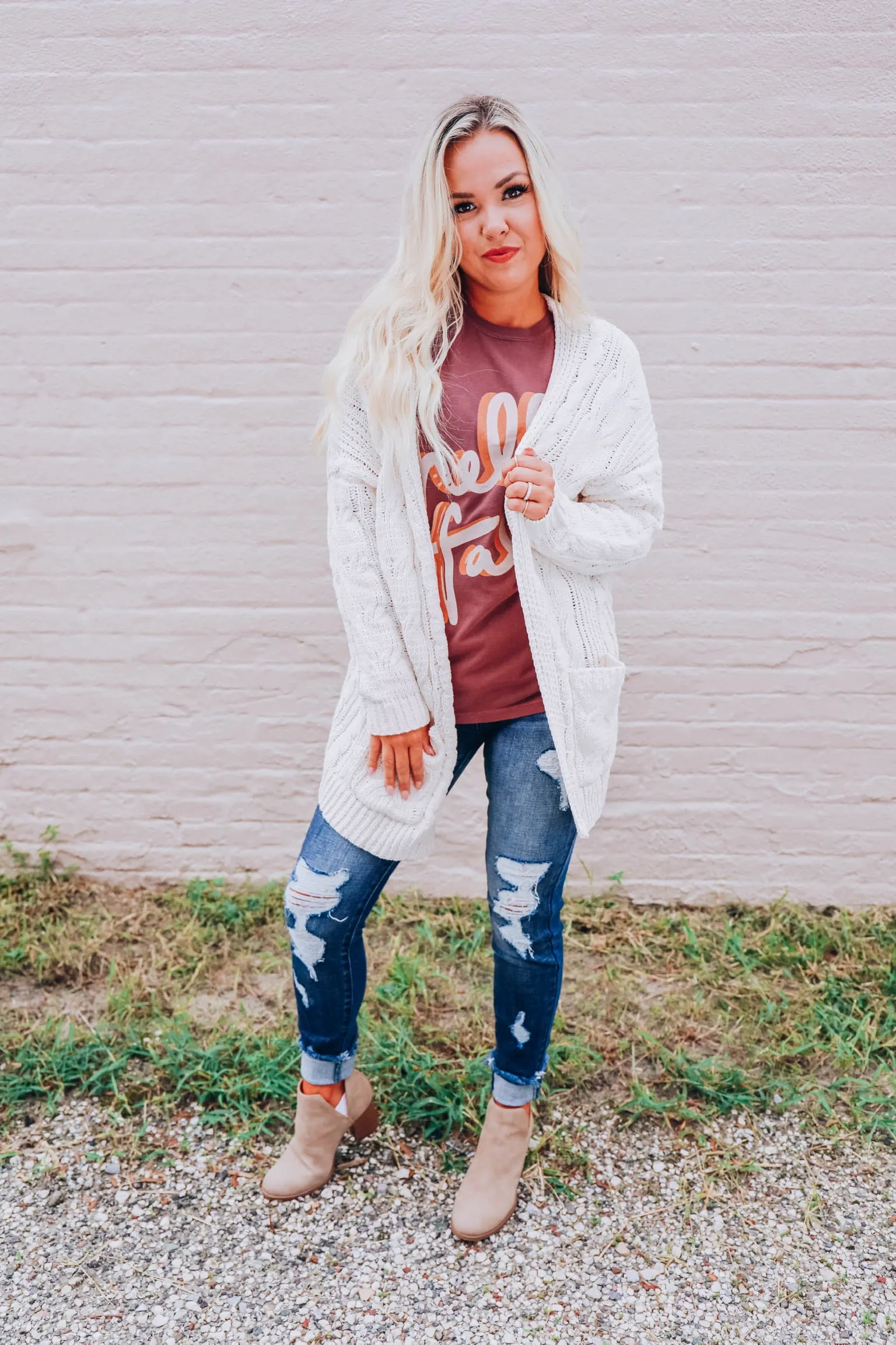 Cable Knit Cardigan - Ivory