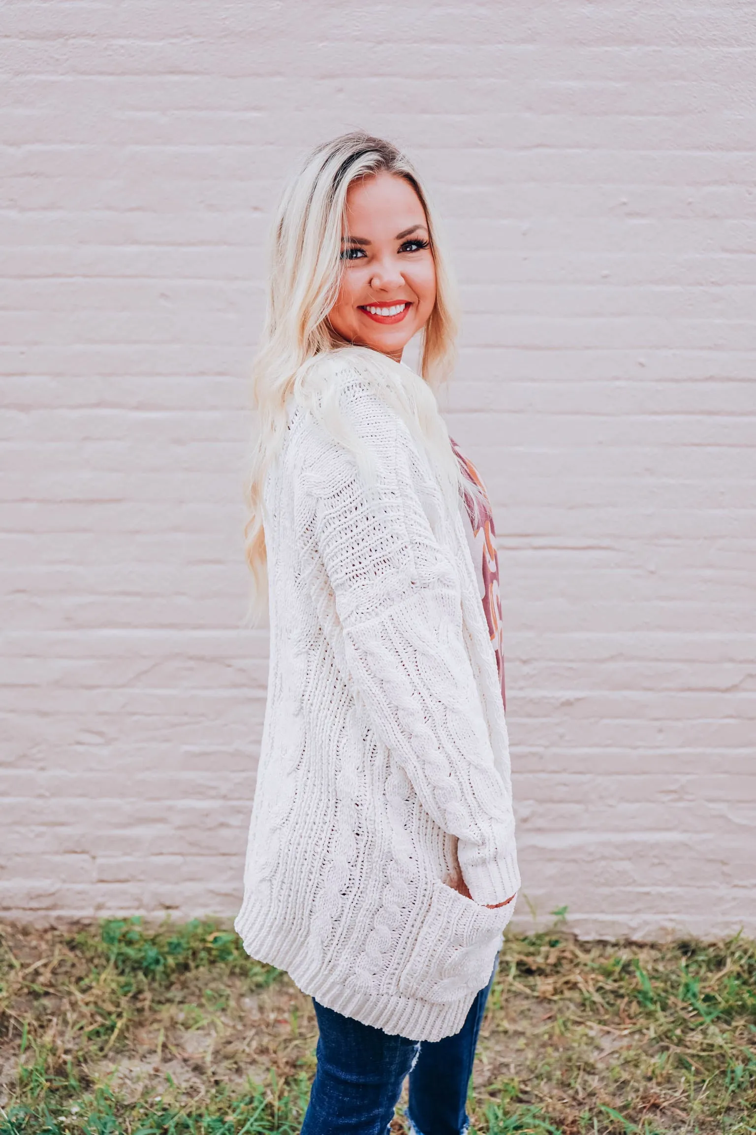 Cable Knit Cardigan - Ivory