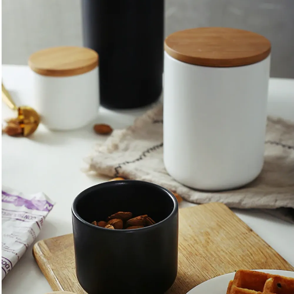 Ceramic Storage Jar - White - 1000ml