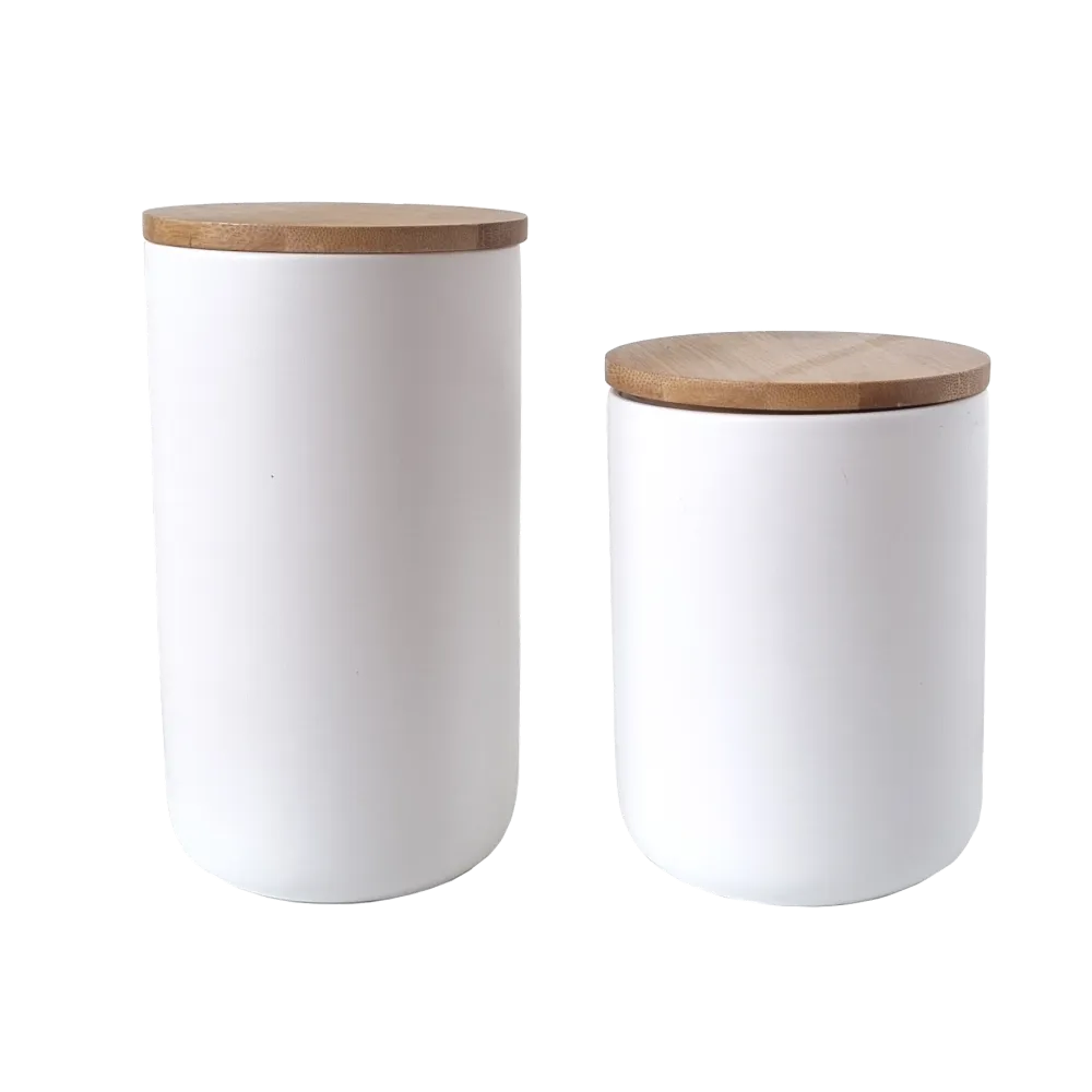 Ceramic Storage Jar- White - 800 ml