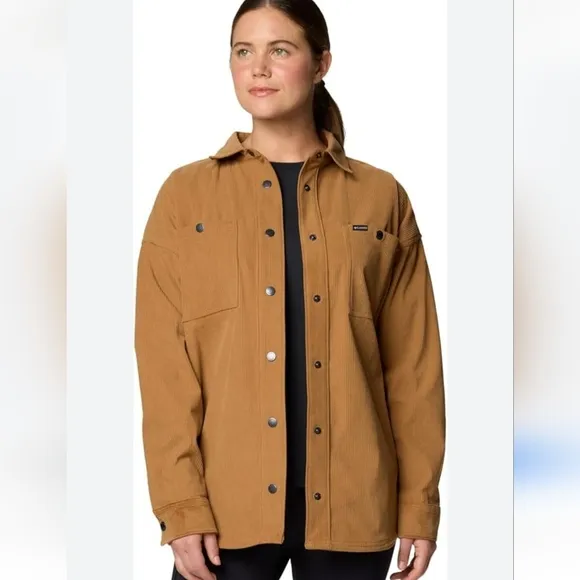 Columbia Women's Blue Point Creek Corduroy Shirt Jacket, Camel Brown, Small