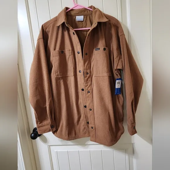 Columbia Women's Blue Point Creek Corduroy Shirt Jacket, Camel Brown, Small