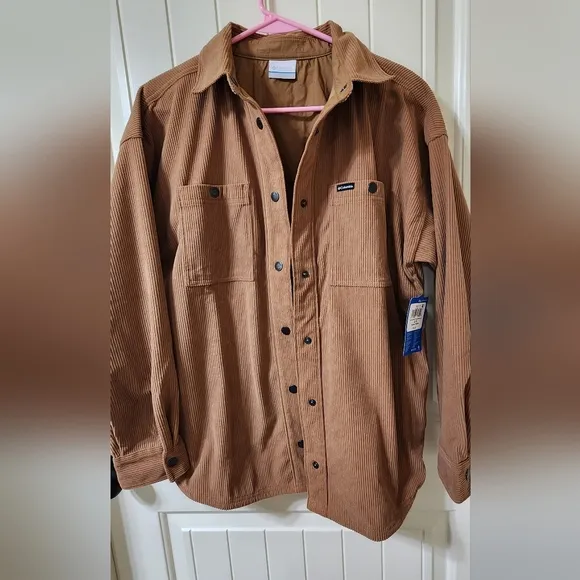 Columbia Women's Blue Point Creek Corduroy Shirt Jacket, Camel Brown, Small