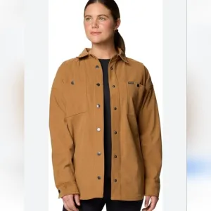 Columbia Women's Blue Point Creek Corduroy Shirt Jacket, Camel Brown, Small