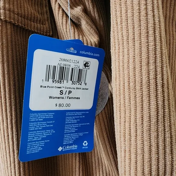 Columbia Women's Blue Point Creek Corduroy Shirt Jacket, Camel Brown, Small
