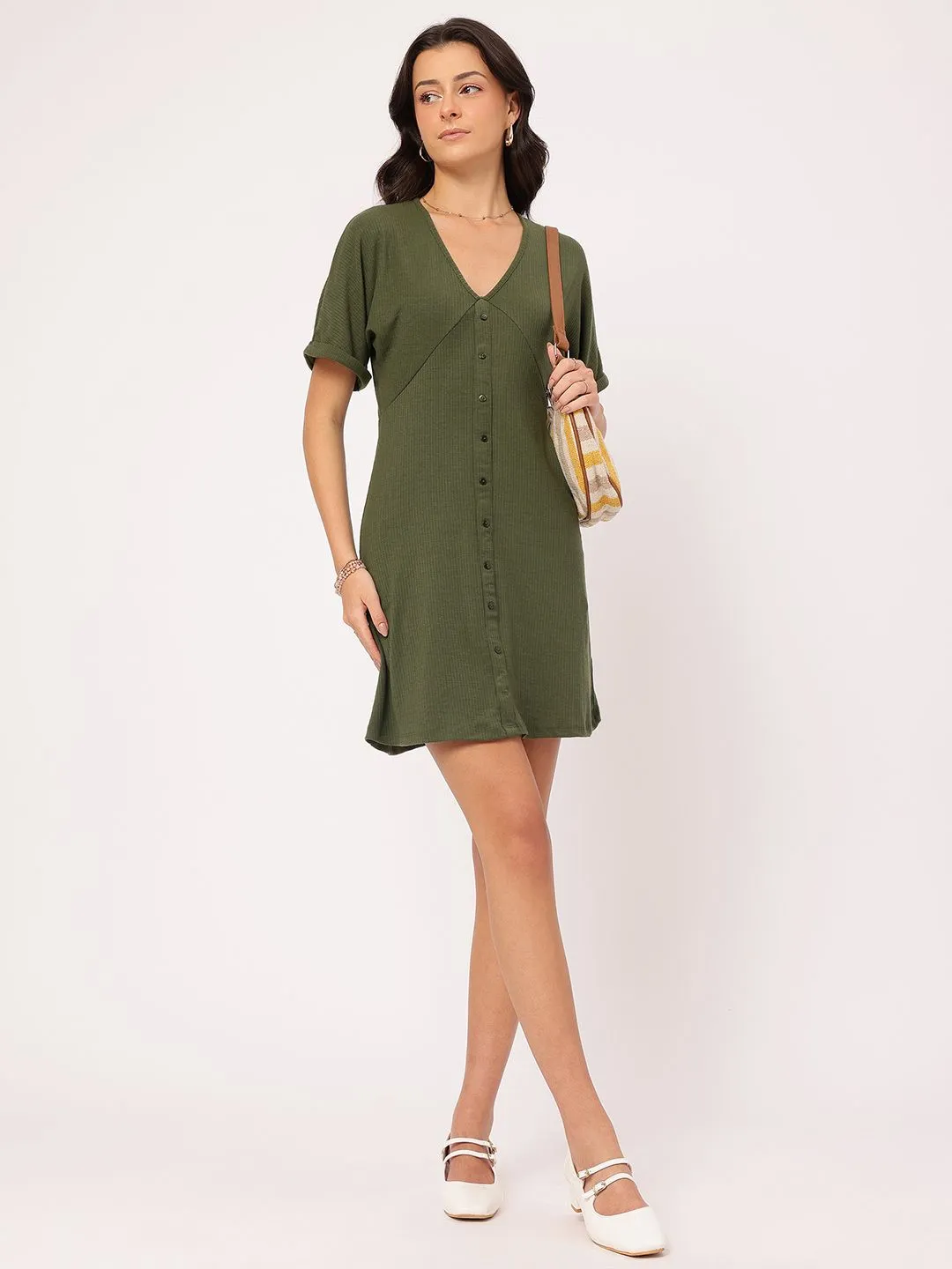 DressBerry Elegant Essense Ribbed Empire Dress