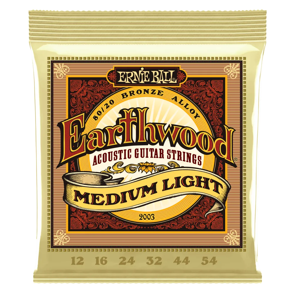 Ernie Ball Earthwood Medium Light 80/20 Bronze Acoustic Guitar String, 12-54 Gauge