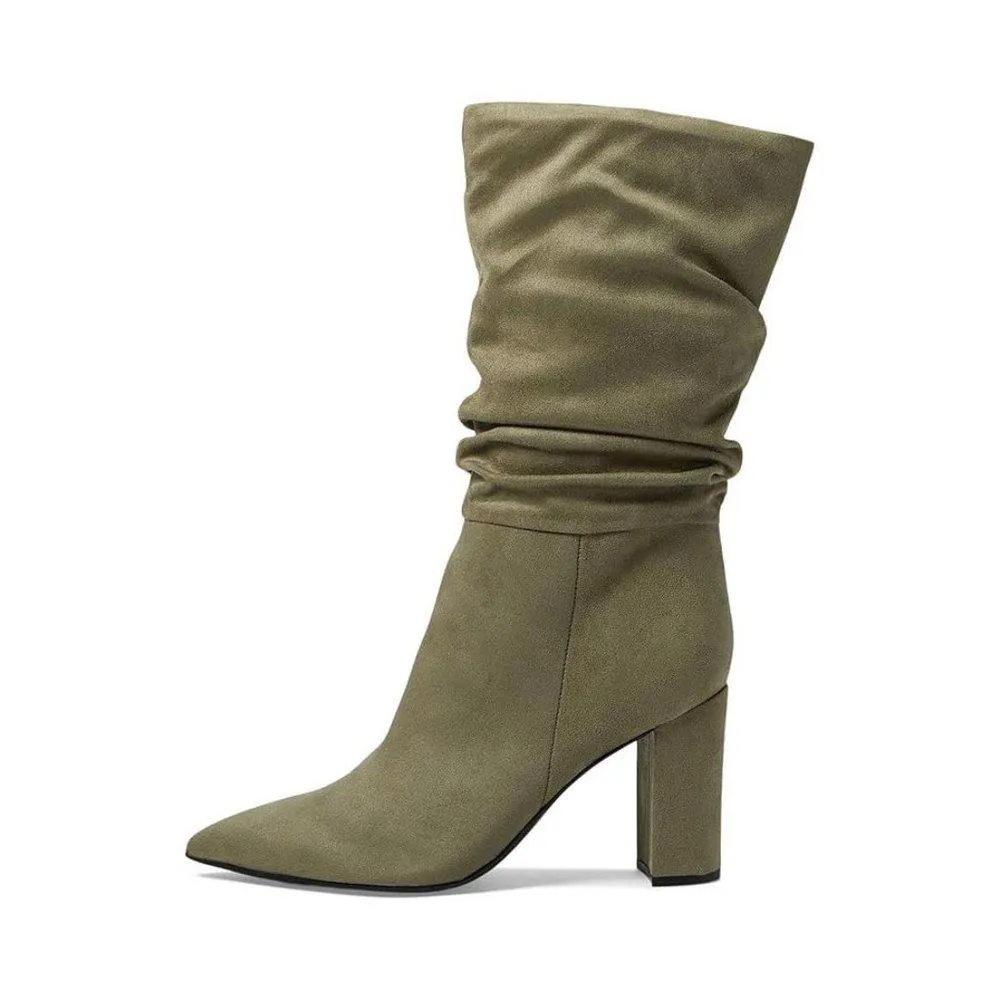 Galley Green Slouchy Heeled Booties