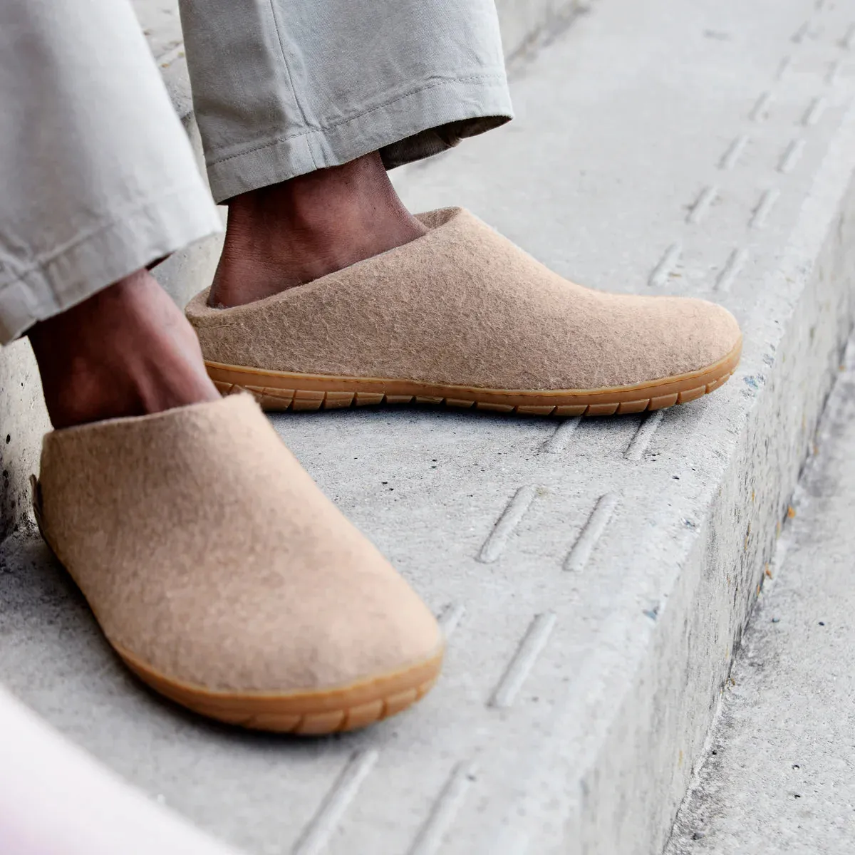 Glerups Slipper: Slip On, Sand, Honey Rubber Sole
