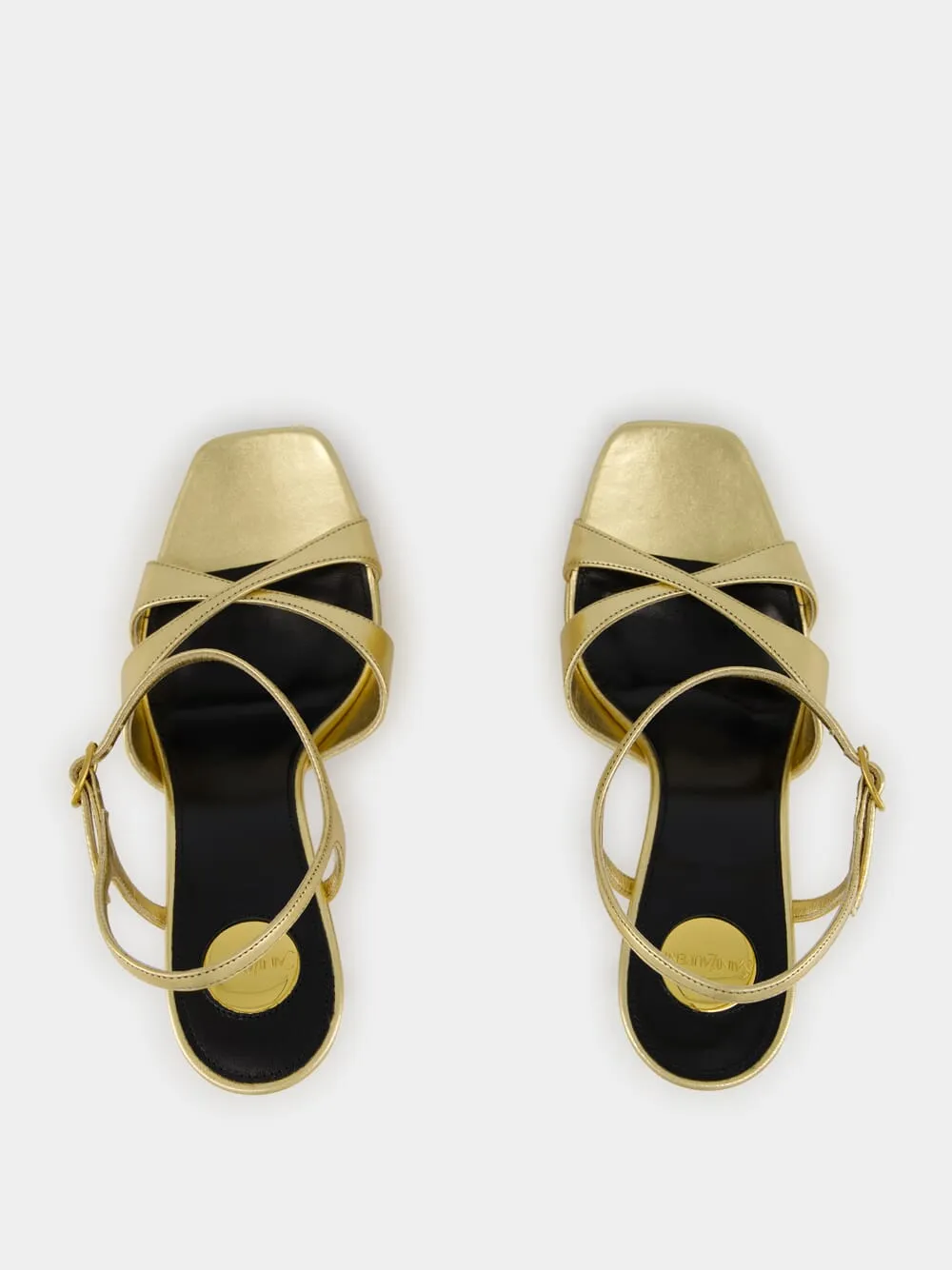 Gold Debbie Platform Sandals in Metallic Leather