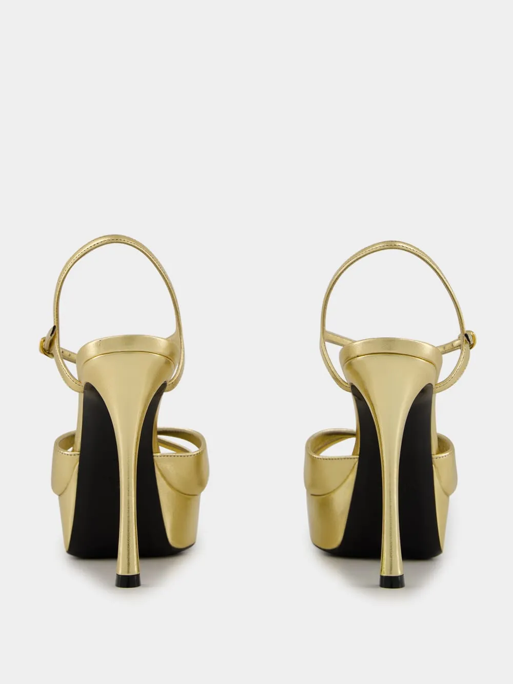 Gold Debbie Platform Sandals in Metallic Leather