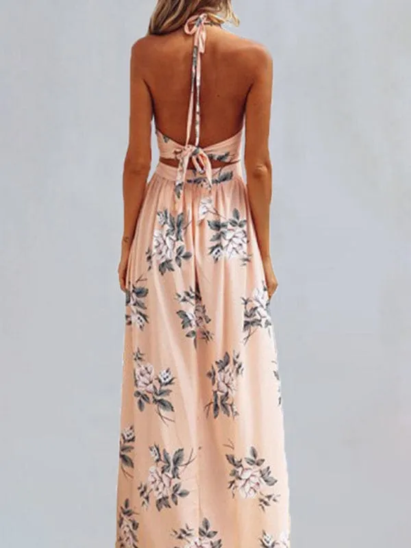 GYPSY GIRL - Halter V-neck Chiffon Beach Dress