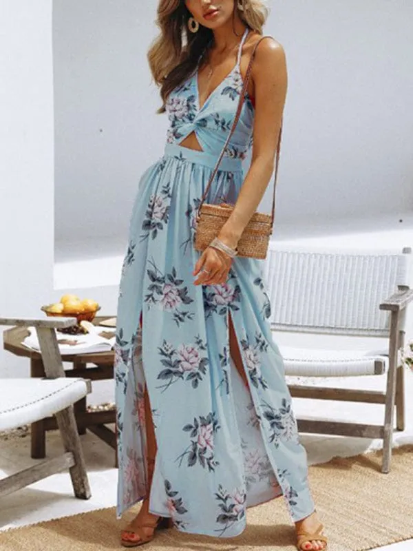 GYPSY GIRL - Halter V-neck Chiffon Beach Dress