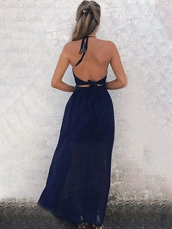 GYPSY GIRL - Halter V-neck Chiffon Beach Dress