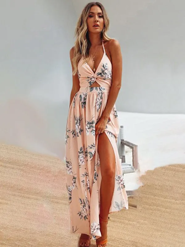 GYPSY GIRL - Halter V-neck Chiffon Beach Dress