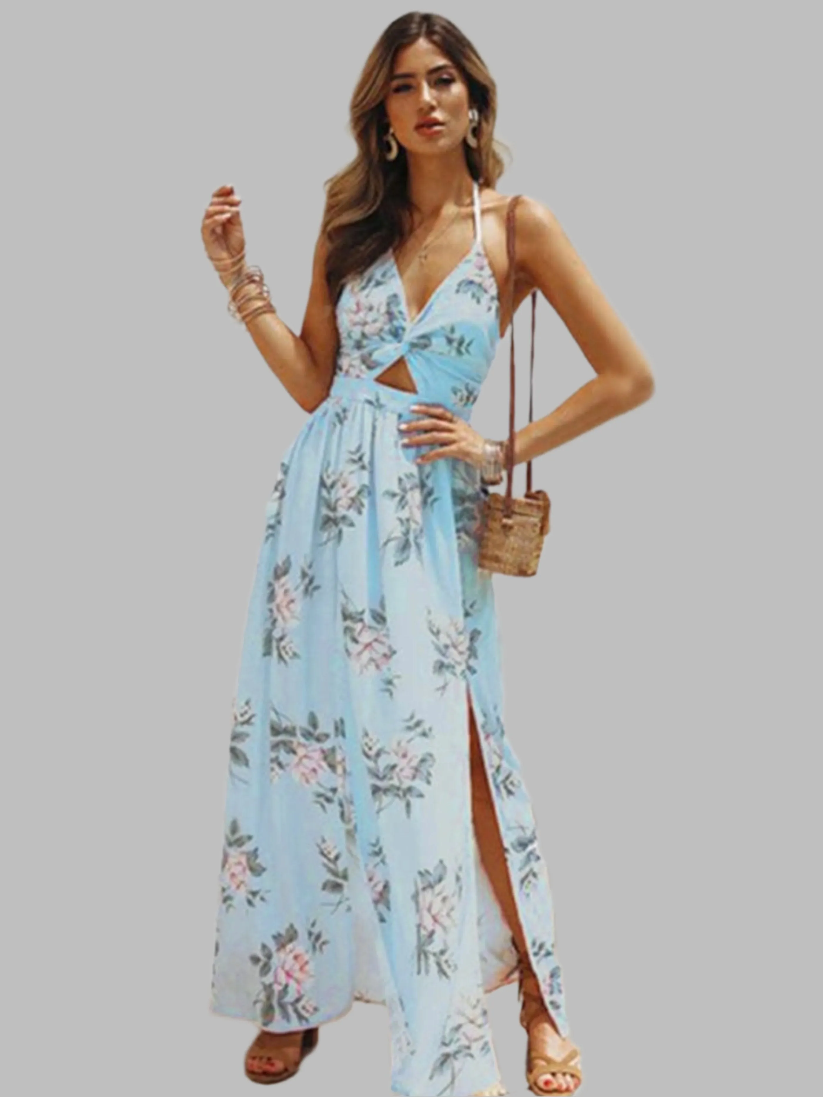 GYPSY GIRL - Halter V-neck Chiffon Beach Dress