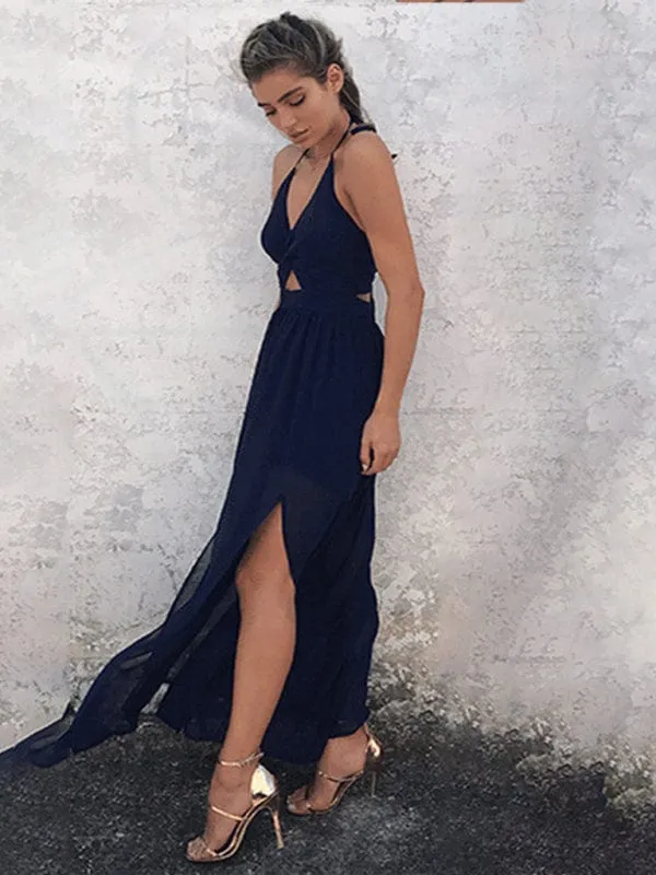 GYPSY GIRL - Halter V-neck Chiffon Beach Dress