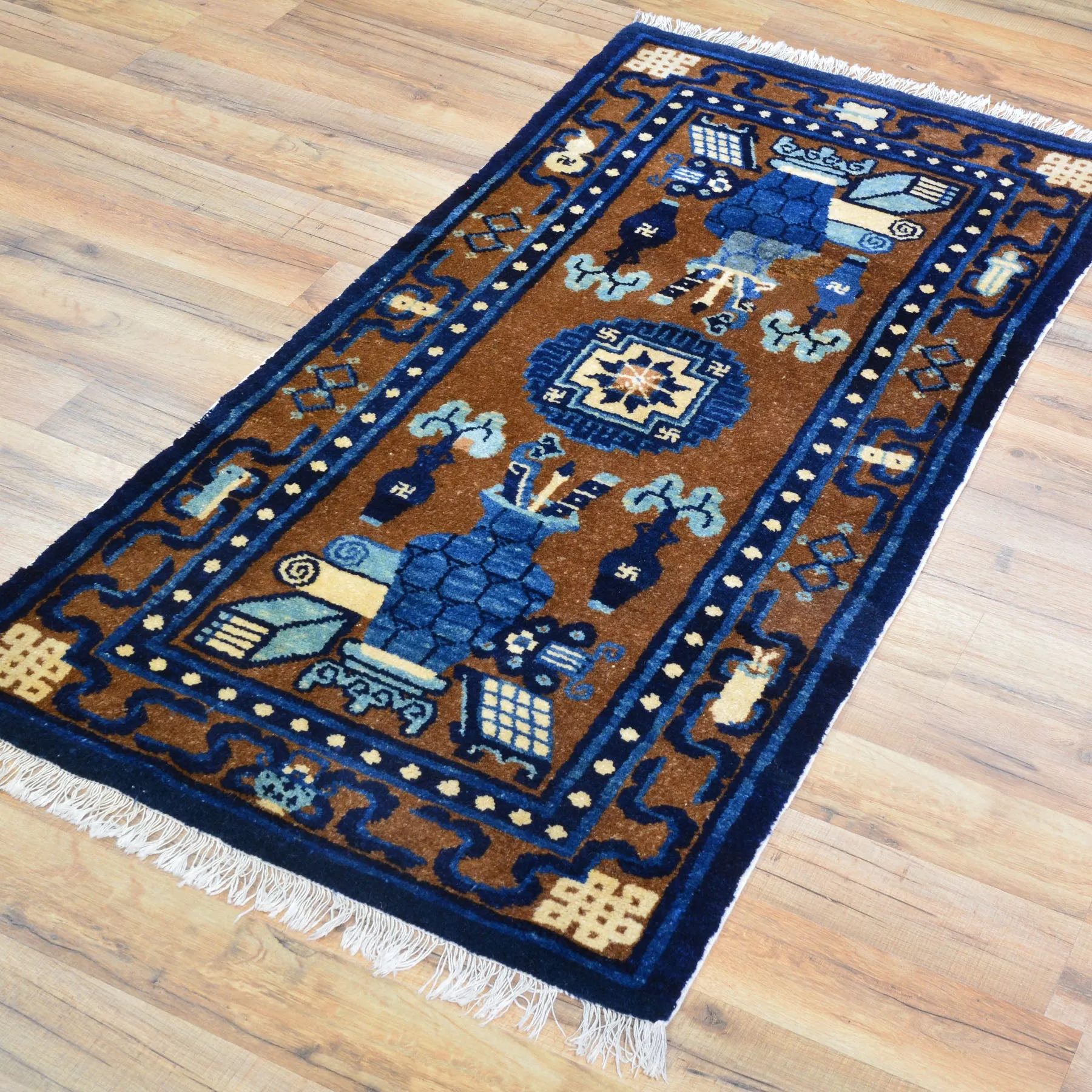 Hand-Knotted Vintage Nepalese Traditional Handmade Wool Rug (Size 2.2 X 4.5) Cwral-10533