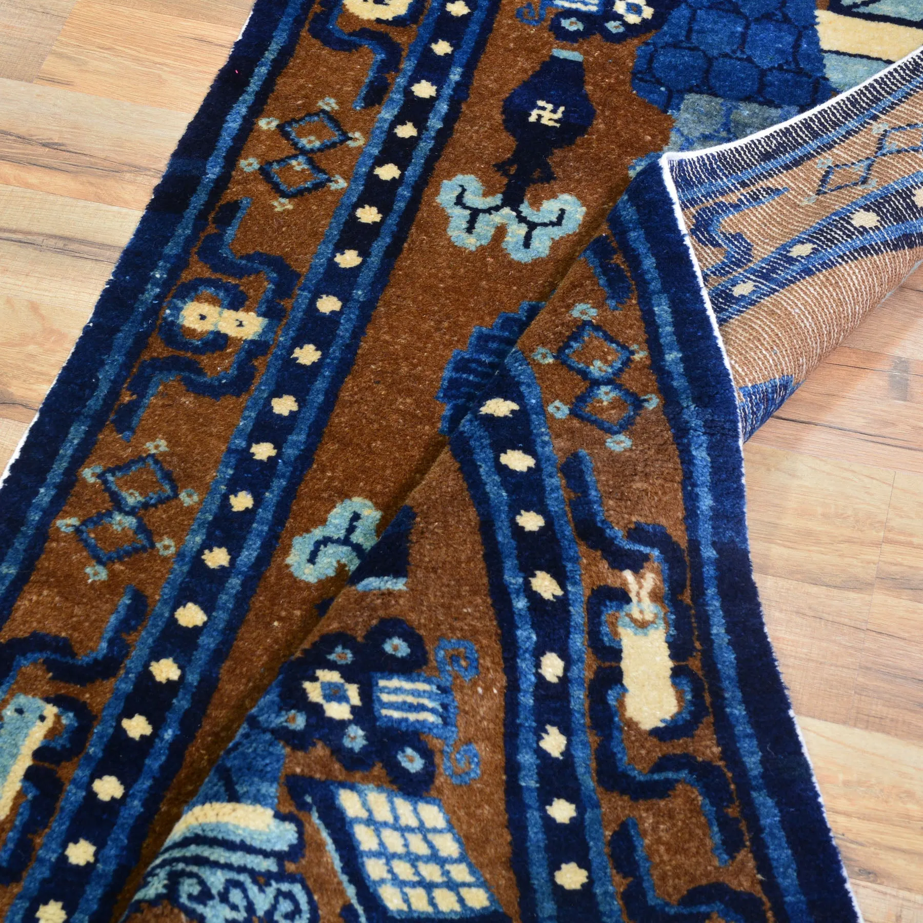 Hand-Knotted Vintage Nepalese Traditional Handmade Wool Rug (Size 2.2 X 4.5) Cwral-10533