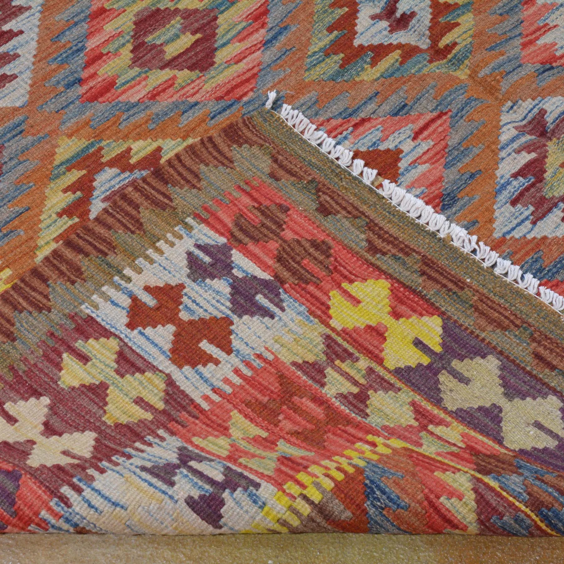 Hand-Woven Afghan Flatweave Geometric Reversible Kilim Wool Rug (Size 5.0 X 6.6) Cwral-2973