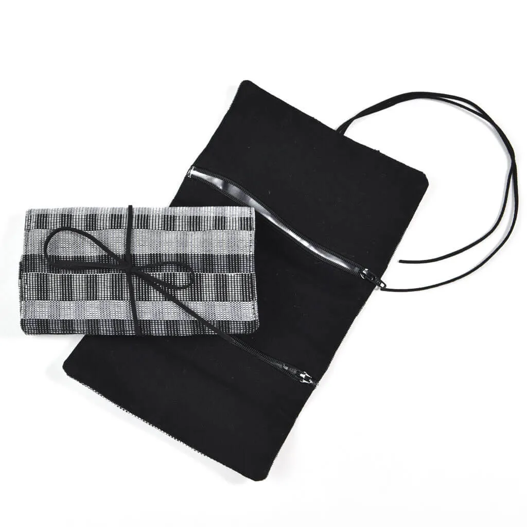 Hand woven Mini Jewelry Roll | Granite Cuadritos