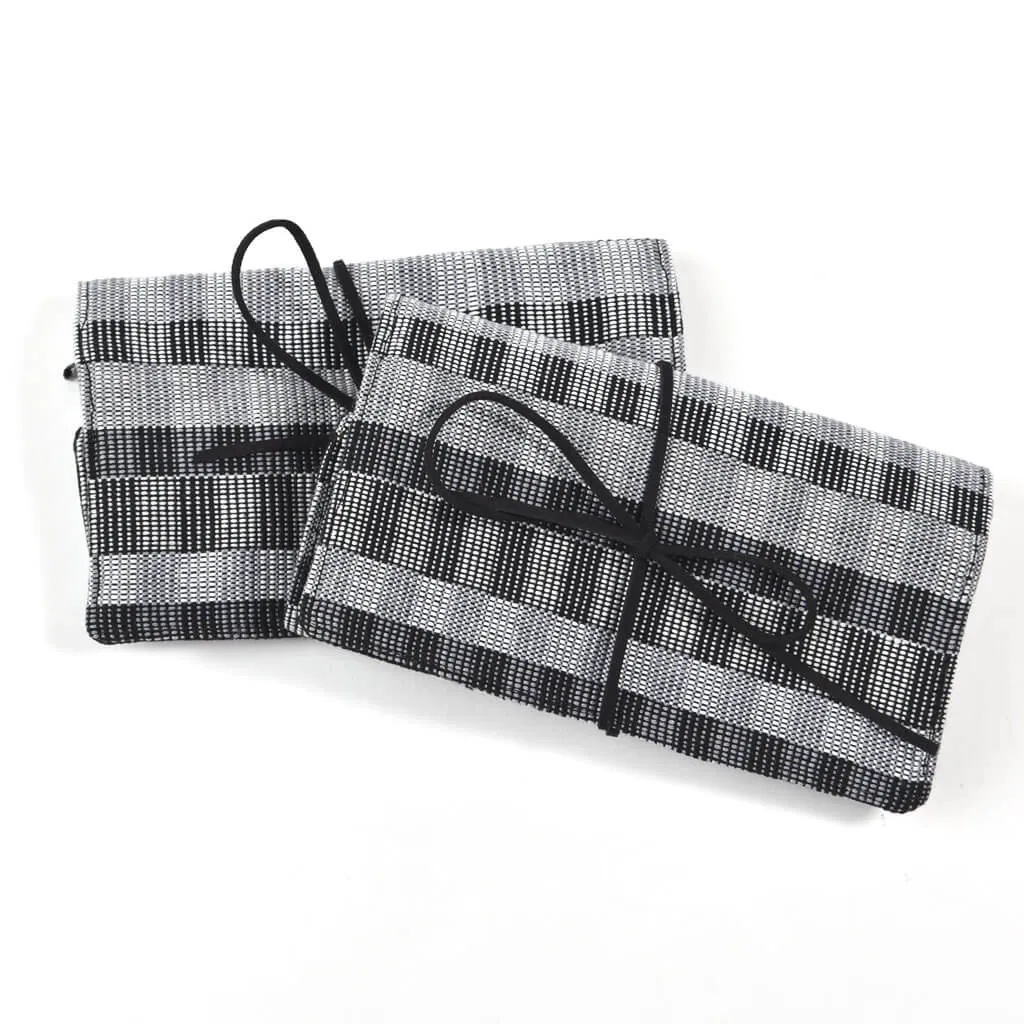 Hand woven Mini Jewelry Roll | Granite Cuadritos