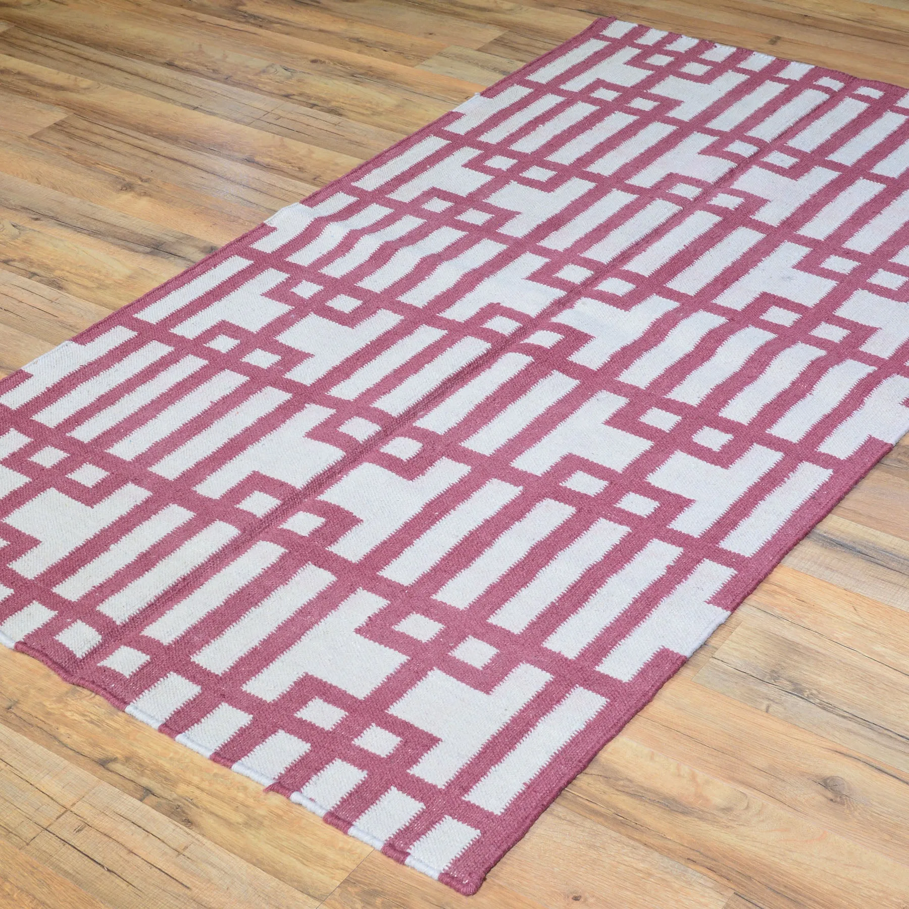 Hand-Woven Modern Reversible Dhurrie Kilim Handmade Wool Rug (Size 3.0 X 5.2) Brral-5115