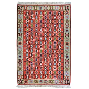 Hand-Woven Turkish Shorkoi Reversible Kilim Wool Rug (Size 6.7 X 9.10) Brral-4047