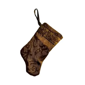 Handmade Mini Stocking from Antique Textiles - Warm Gold
